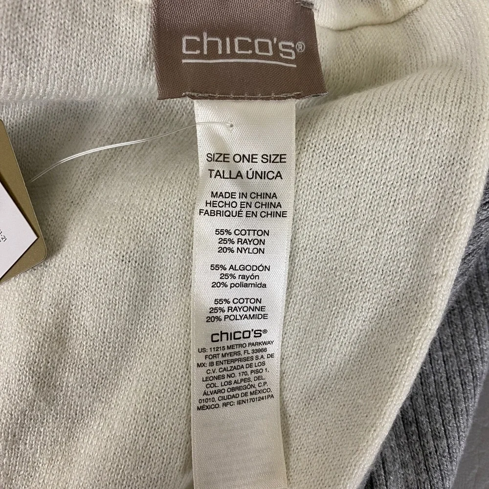 Chico's Infinity Scarf Reversible Neck Warmer Sweater Matchback Heather Gray NWT